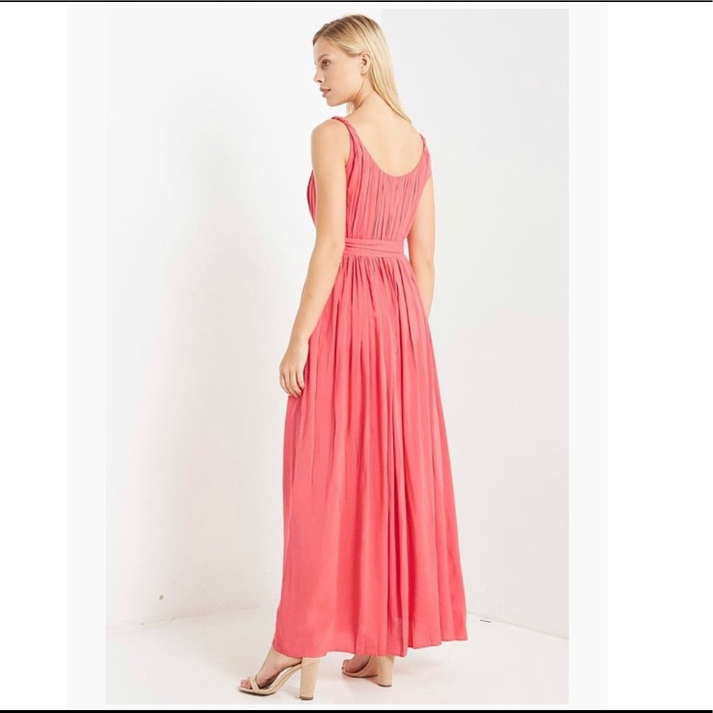 Coral Pleated Maxi Dress - Picture 2 of 7